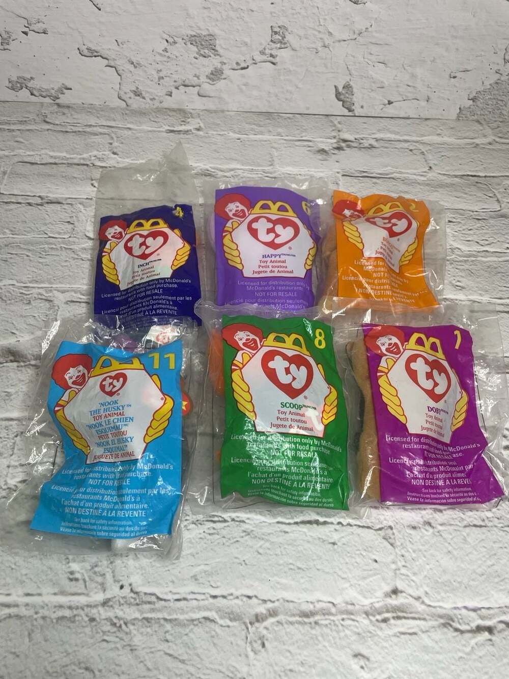 Set of 6 McDonald's Ty Teenie Beanie Babies (1998 Collection)